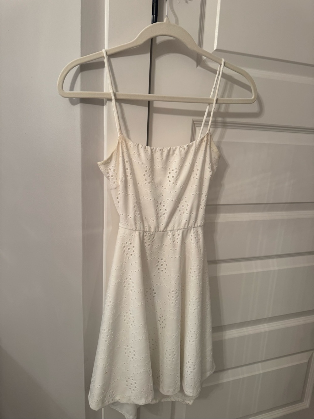 Lucy in the Sky Cream Eyelet Spaghetti Strap Mini Dress